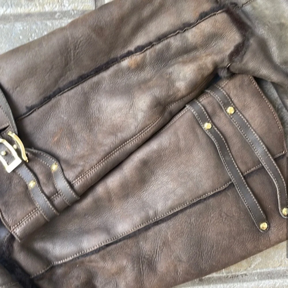 Jimmy Choo Chocolate Shearling Knee Riding Boots